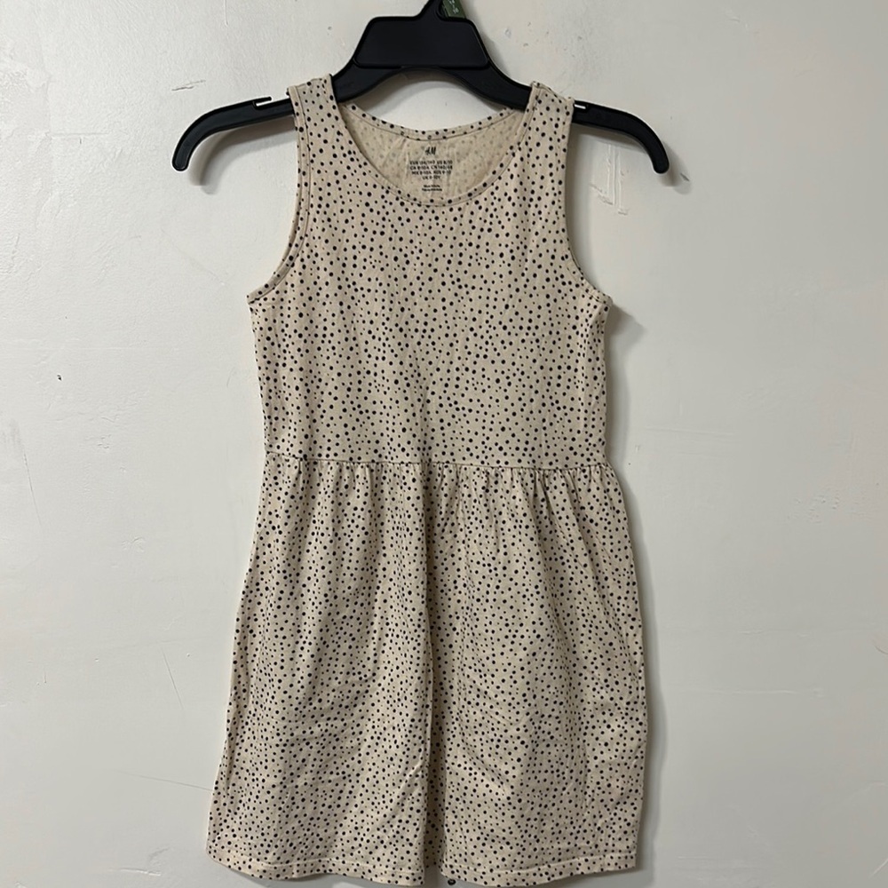 H&M Casual Dress in Cream with Polka Dots